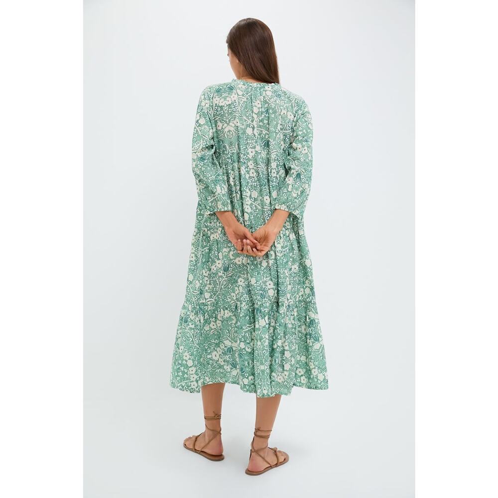 TUCKERNUCK BEACH Misty Jade Blossom Long Sleeve Salty Paloma Caftan Size XS NWT - Picture 2 of 6